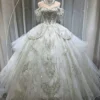 Luxury Sparkly Off-the-Shoulder Ball Gown Wedding Dress