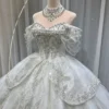 Luxury Sparkly Off-the-Shoulder Ball Gown Wedding Dress