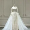 Whimsical Garden Wedding Dress with Illusion Long Sleeves