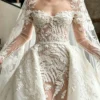 Whimsical Garden Wedding Dress with Illusion Long Sleeves
