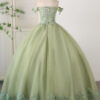 Sage Green Leaf Lace Glitz Sweet 16 Dress