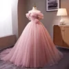 Dusty Rose Tulle Sweet 16 Dress with 3D Flower
