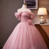 Dusty Rose Tulle Sweet 16 Dress with 3D Flower