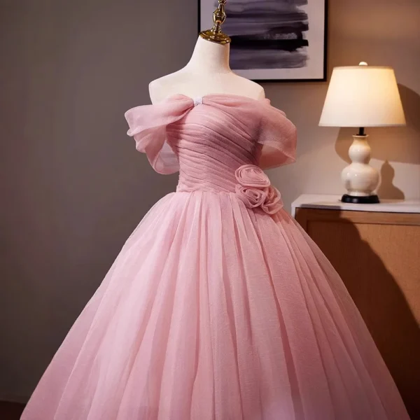 Dusty Rose Tulle Sweet 16 Dress with 3D Flower