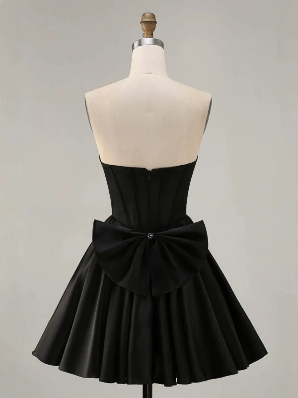 Black Satin Rhinestone Corset Sweet 16 Dress