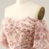 Blush Pink Floral Puff Sleeve Sweet 16 Dress