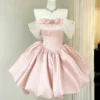 Pink Satin Bubble Skirt Sweet 16 Dress
