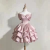 Pink Satin Tiered Bubble Skirt Sweet 16 Dress
