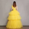 Yellow One-Shoulder High-Low Sweet 16 Tulle Dress