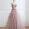 Dusty Pink Butterfly Tulle Sweet 16 Dress Corset Fairy Ball Gown