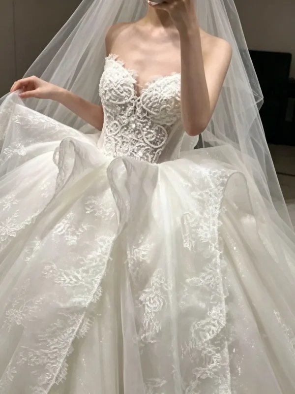 Sweetheart Corset Lace Applique Tulle Ball Gown