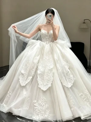 Sweetheart Corset Lace Applique Tulle Ball Gown