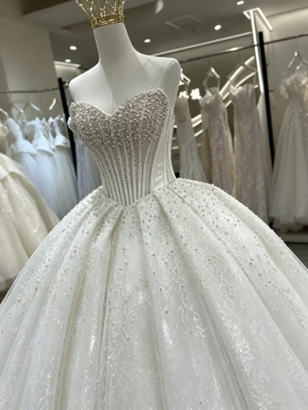 Sweetheart Sparkly Lace Wedding Dress with Corset
