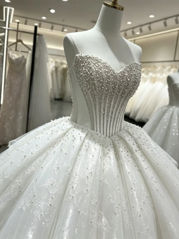 Sweetheart Sparkly Lace Wedding Dress with Corset