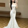 Luxury Illusion Lace Trumpet Wedding Dress