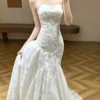 Luxury Illusion Lace Trumpet Wedding Dress