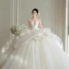 Luxury 3D Floral Ball Gown - Plunge Sweetheart Dress