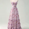Lavender Floral Corset Tiered Sweet 16 Dress