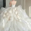 Luxury 3D Floral Ball Gown - Plunge Sweetheart Dress