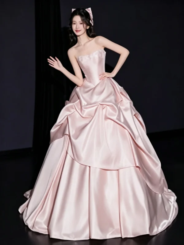 Pink Shimmer Satin Sweet 16 Corset Ball Gown
