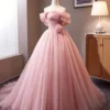 Dusty Rose Tulle Sweet 16 Dress with 3D Flower