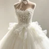 Tulle Ball Gown Wedding Dress - Strapless 3D Floral Corset Bridal Gown