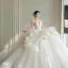 Luxury 3D Floral Ball Gown - Plunge Sweetheart Dress
