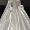 Ivory Off Shoulder Rhinestone Lace Satin Ball Gown Wedding Dress