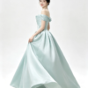 Mint Green Off Shoulder Ruffle Satin Corset A Line Formal Ball Gown Maxi Dress