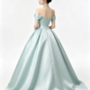 Mint Green Off Shoulder Ruffle Satin Corset A Line Formal Ball Gown Maxi Dress
