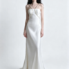 Ivory Pearl Spaghetti Strap Satin Mermaid Wedding Formal Evening Maxi Gown