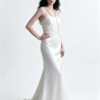Ivory Pearl Spaghetti Strap Satin Mermaid Wedding Formal Evening Maxi Gown