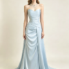 Light Blue Strapless Sweetheart Ruched Satin Mermaid Formal Evening Maxi Gown