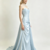 Light Blue Strapless Sweetheart Ruched Satin Mermaid Formal Evening Maxi Gown