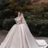 Ivory Strapless Plain Satin Ball Gown Wedding Dress For Bride