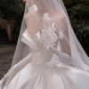 Ivory Strapless Plain Satin Ball Gown Wedding Dress For Bride