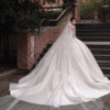 Ivory Strapless Plain Satin Ball Gown Wedding Dress For Bride