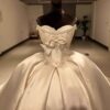 Elegant Strapless Lace Corset Satin Ball Gown Wedding Dress