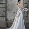 Strapless Mermaid Satin Wedding Dress Oversized Side Big Bow Lace Trim Court Train Minimalist Bridal Gown