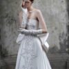 Strapless Mermaid Satin Wedding Dress Oversized Side Big Bow Lace Trim Court Train Minimalist Bridal Gown