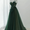 Forest Green Spaghetti Strap Sweet 16 Dress 3D Leaf Tulle Ball Gown