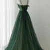 Forest Green Spaghetti Strap Sweet 16 Dress 3D Leaf Tulle Ball Gown
