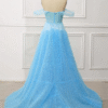 Sky Blue Off Shoulder Sweet 16 Dress Fluffy Tulle Corset Ball Gown
