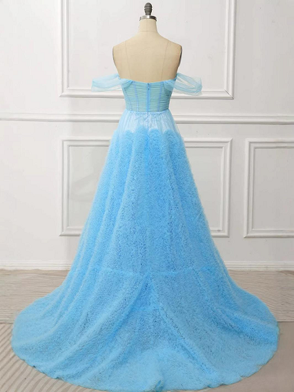 Sky Blue Off Shoulder Sweet 16 Dress Fluffy Tulle Corset Ball Gown