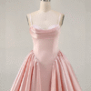 Soft Pink Cowl Neck Sweet 16 Dress A-Line Mini Formal Dress