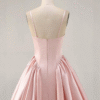 Soft Pink Cowl Neck Sweet 16 Dress A-Line Mini Formal Dress