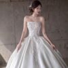 Strapless Sweetheart Satin Ball Gown Wedding Dress Rhinestone Lace Embroidery Corset Bridal Gown With Tulle Veil