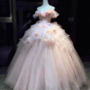 Dusty Pink Ruffle Sleeve Sweet 16 Dress Floral Fairy Formal Gown