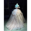 Dusty Pink Ruffle Sleeve Sweet 16 Dress Floral Fairy Formal Gown