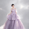 Lavender Strapless Sweet 16 Dress Tiered Ruffle Tulle Ball Gown